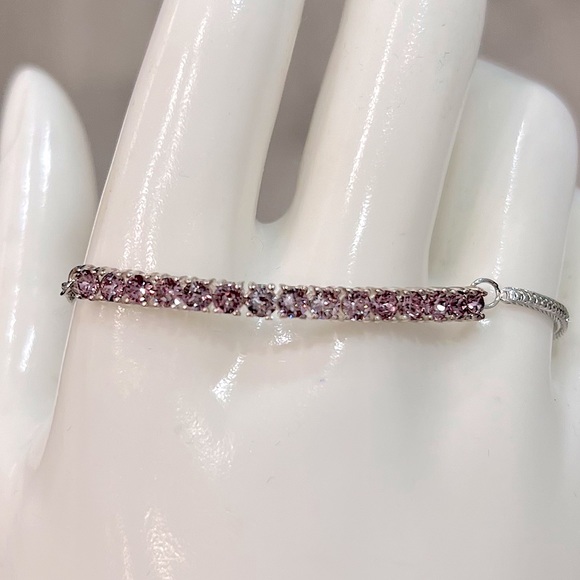 SWAROVSKI Antique Pink Crystal Sterling Silver BOLO Bar Bracelet - Picture 13 of 14
